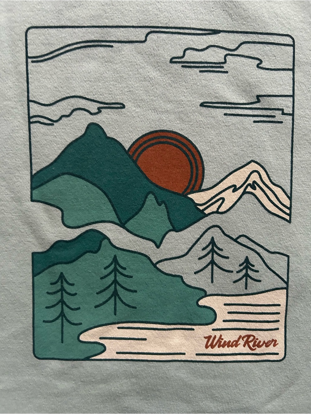 Wind River Crewneck Sweatshirt Landscape Graphic Sage Green Size M - Picture 2 of 14